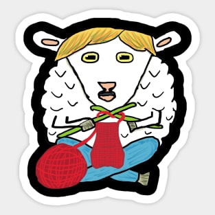 Funny Knitting Sheep Sticker